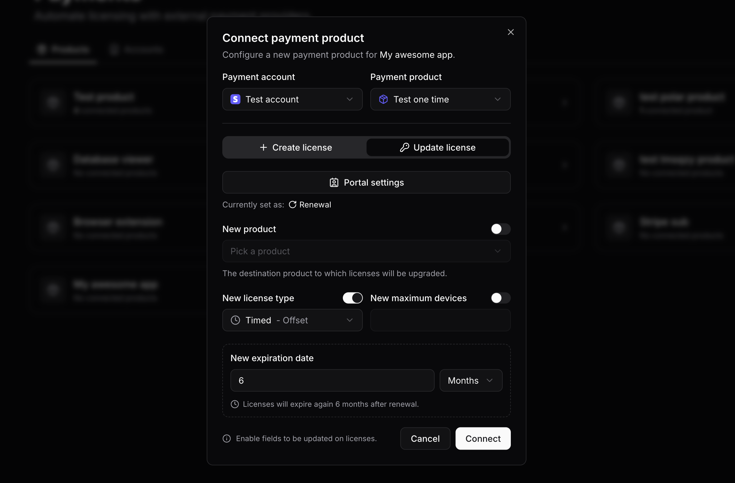 Configure license renewals